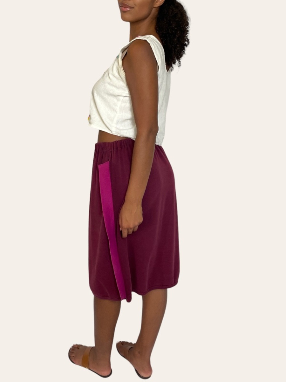 Vintage Sonia Rykiel Maroon and Pink Knit Skirt